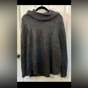 Women’s Tahari Grey Cowl Neck Knit Sweater Ribbed Accents Size Large